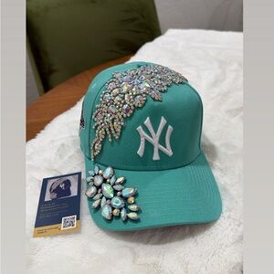 New Era Teal SnapBack Hat with Iridescent Crystals